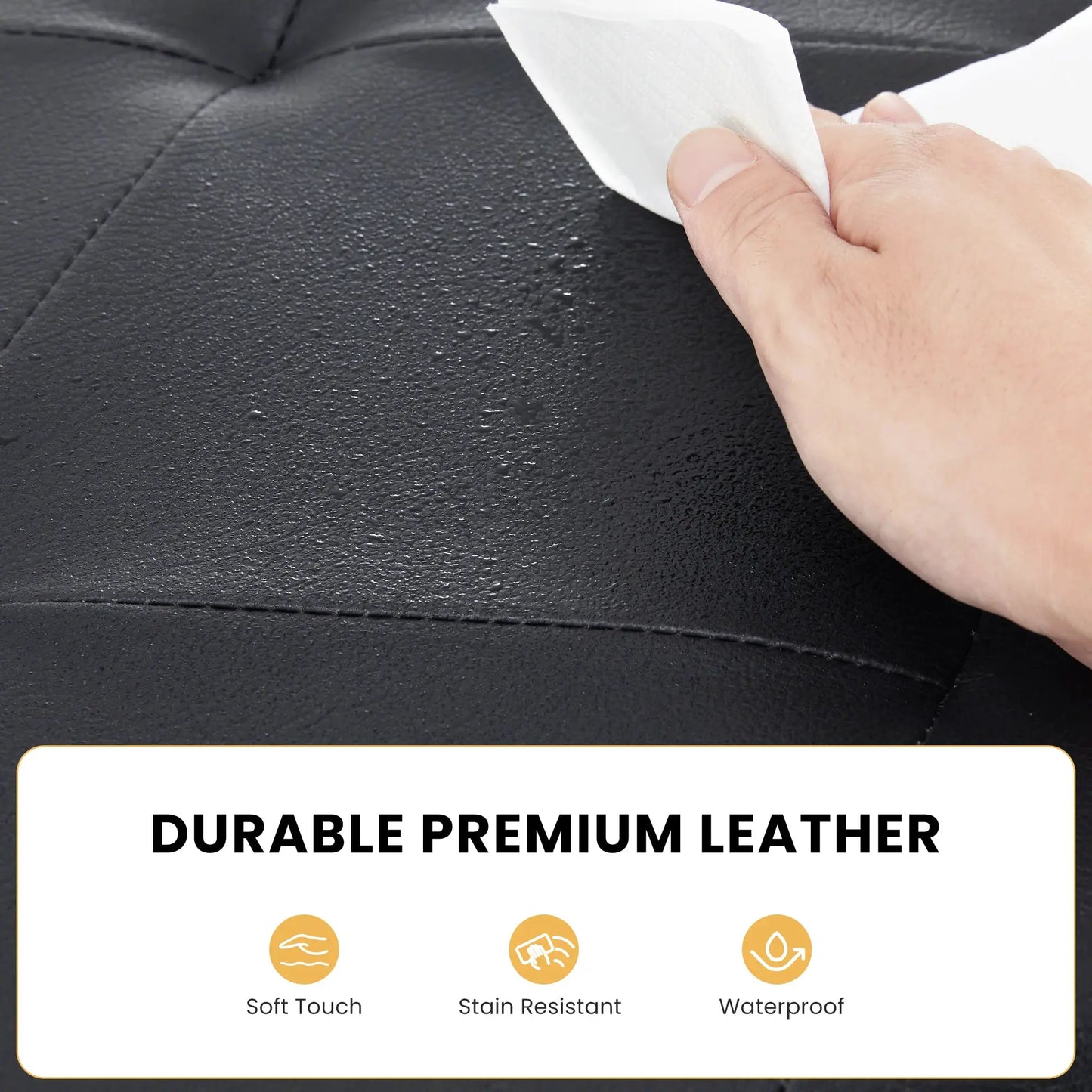 JHK 43 Inches Leather Folding Ottoman Storage Footstool Toy Box Bedroom Bench Load 660 lbs Foot Rest Stool For Living Room from PriceLows™