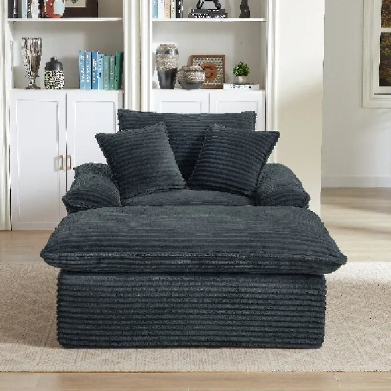 Sofa | 51.97 Inch | Modern Cushioned Single Seat With Footrest | Dark Gray