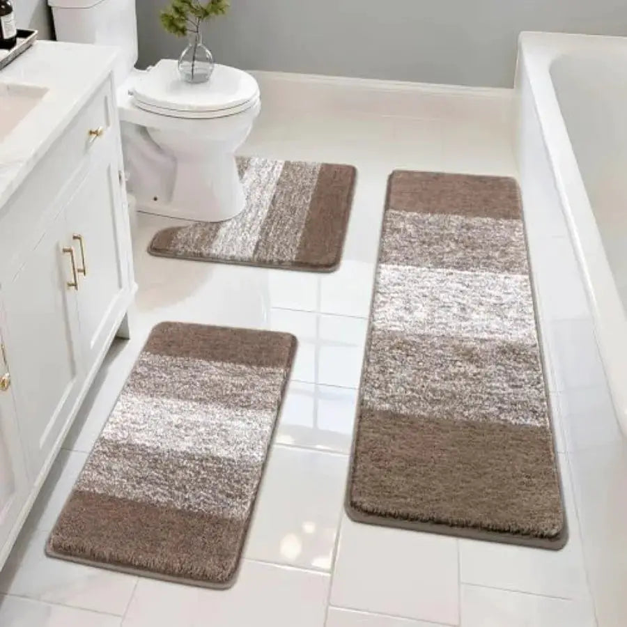 Bathroom Rugs Set 3 Pcs Non Slip Washable, Microfiber Absorbent Bath Mat Floor Carpet Extra Soft, Quick Dry Shower Rug U-Shaped from PriceLows™