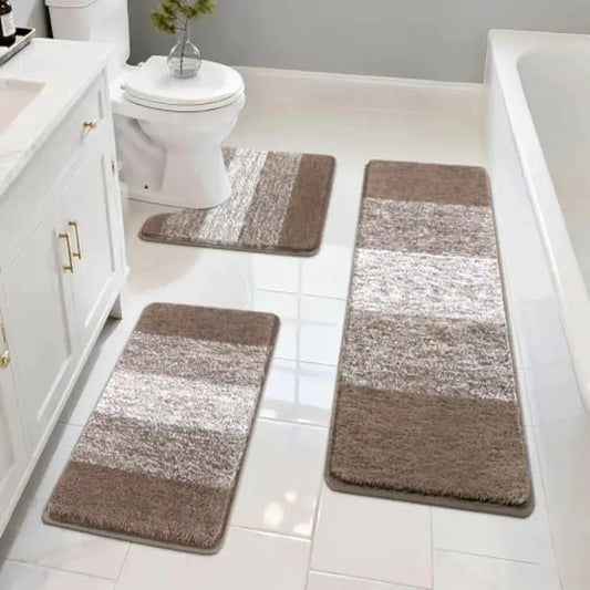 Bathroom Rugs Set 3 Pcs Non Slip Washable, Microfiber Absorbent Bath Mat Floor Carpet Extra Soft, Quick Dry Shower Rug U-Shaped from PriceLows™