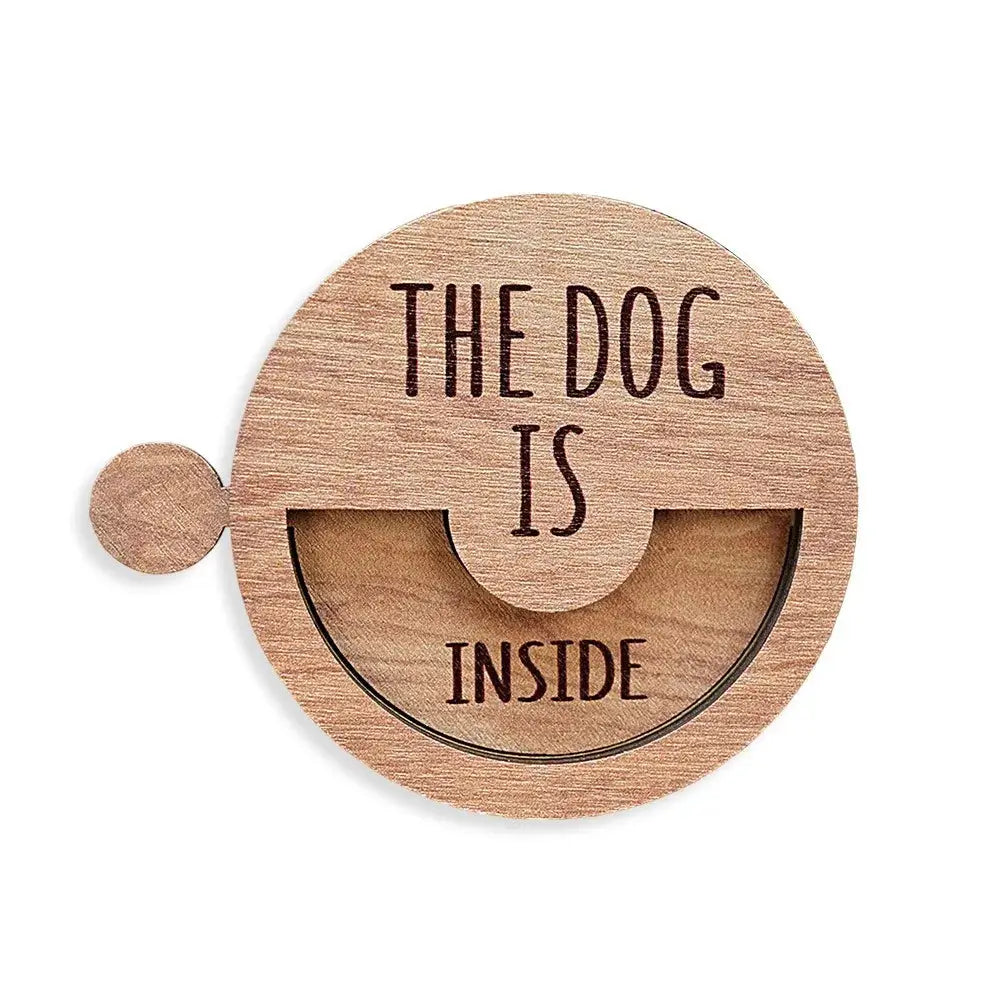 Pet Door Sign | Wood Round Magnet | In Out Sign | 7.6x7.6 cm