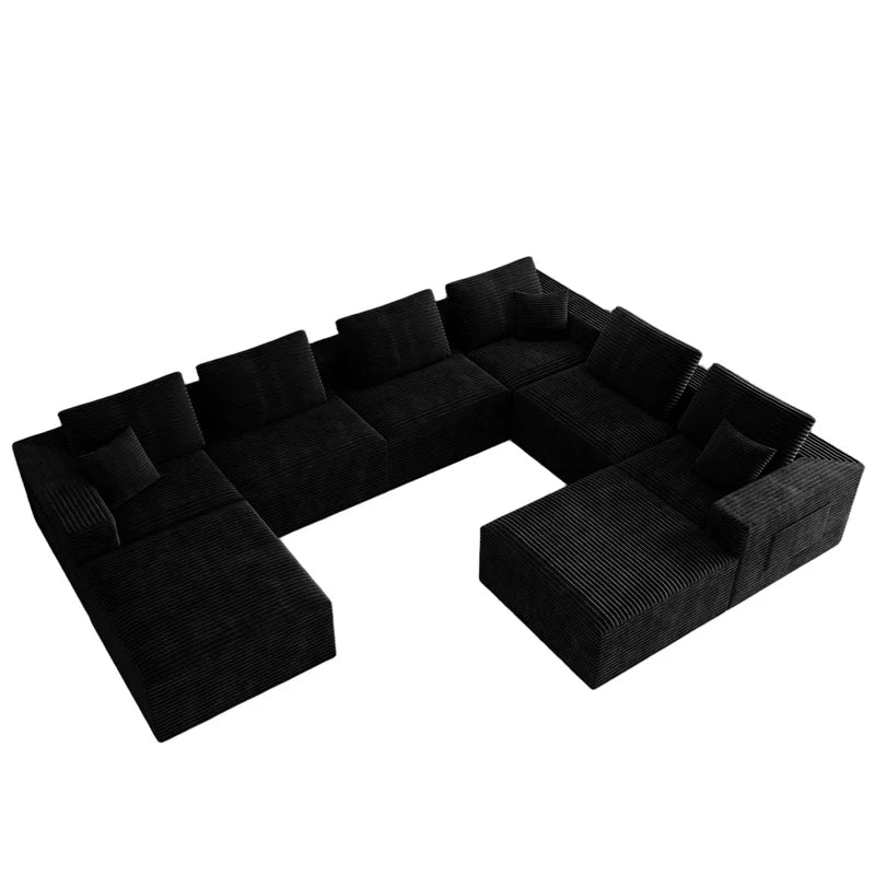 Modular Sectional Sofa | 8-Piece Set | Corduroy Fabric | No Assembly Needed