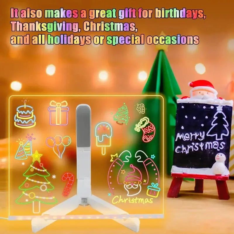DIY LED Note Board With Night Light Colorful 7 Pens Acrylic Message Board Children‘s Drawing Board For Kids Birthday Gift from PriceLows™