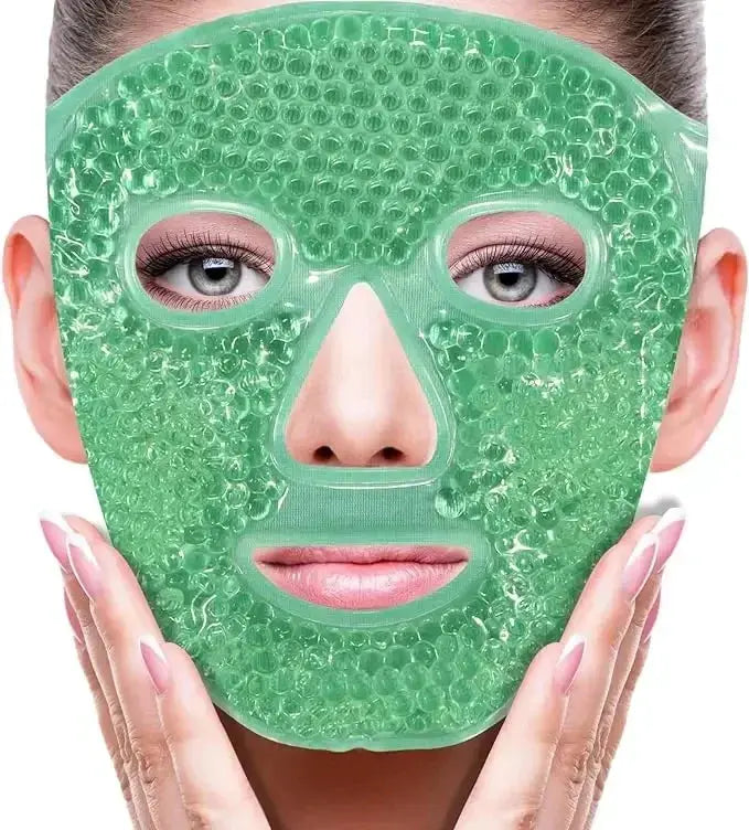 SPA Ice Cold and Hot Heat Full Face Eye Mask Sleeping Ice Pack Reduce Face Puff Dark Circles Gel Beads Compress for Woman from PriceLows™