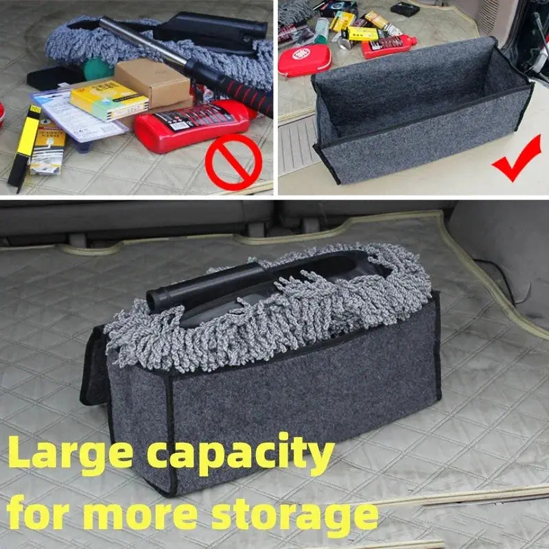 Large Anti Slip Compartment Boot Storage Organizer Tool Car Storage Bag Car Trunk Organizer Soft Felt Storage Box Accessories from PriceLows™