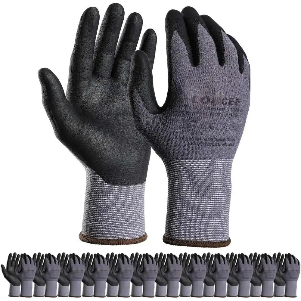 LOCCE Saety Work Gloves Microoam Nitrile Coated-12 Pairs,SeamlKnit Nylon Gloves,Home Improvement,Micro-oam Gloves from PriceLows™