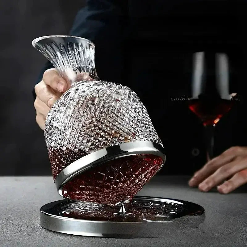 360 Rotating Wine Decanter Tumbler 1500ml Decanter Dispenser Crystal Glass Bottle Wine Aerator Mirror Jug Gift Bar Decoration from PriceLows™