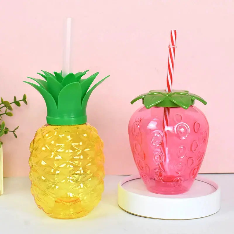 Hawaiian Party Tropical Drink Cup With Straw Pineapple Flamingo Summer Wedding