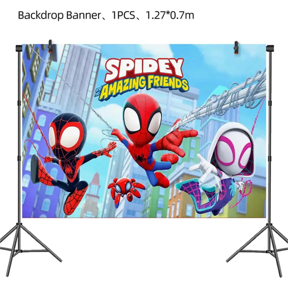 Spider Birthday Party Supplies | Disposable Tableware Set | 3D Balloon | Kids