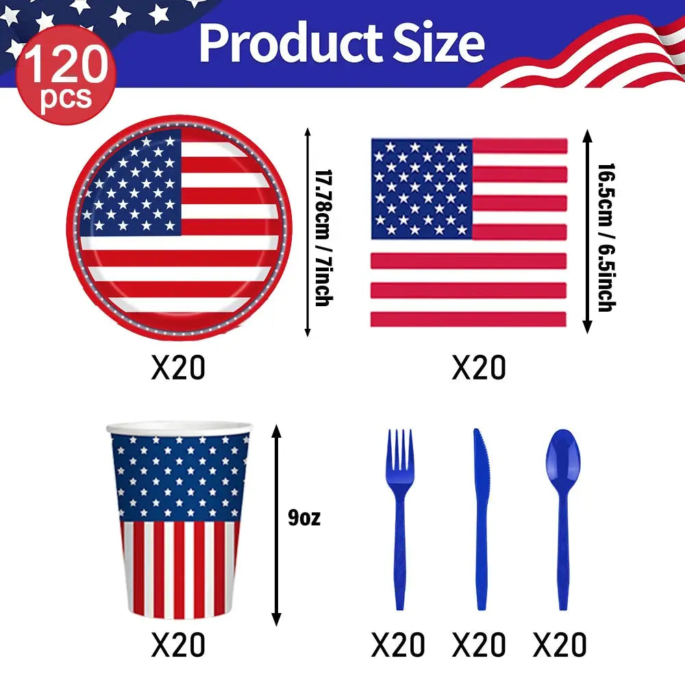Patriotic Party Supplies | 4th Of July Banner, Balloon & Plate Set
