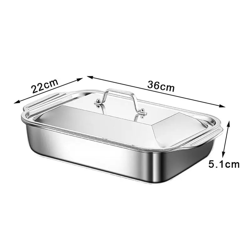 Baking Pan | Stainless Steel | Oven Safe With Sealed Lid | Dishwasher Safe