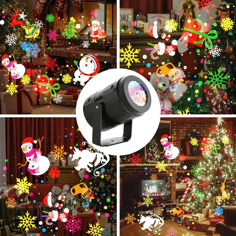 Christmas Snowflake Projector | USB Powered | Rotating Patterns | Black Plastic
