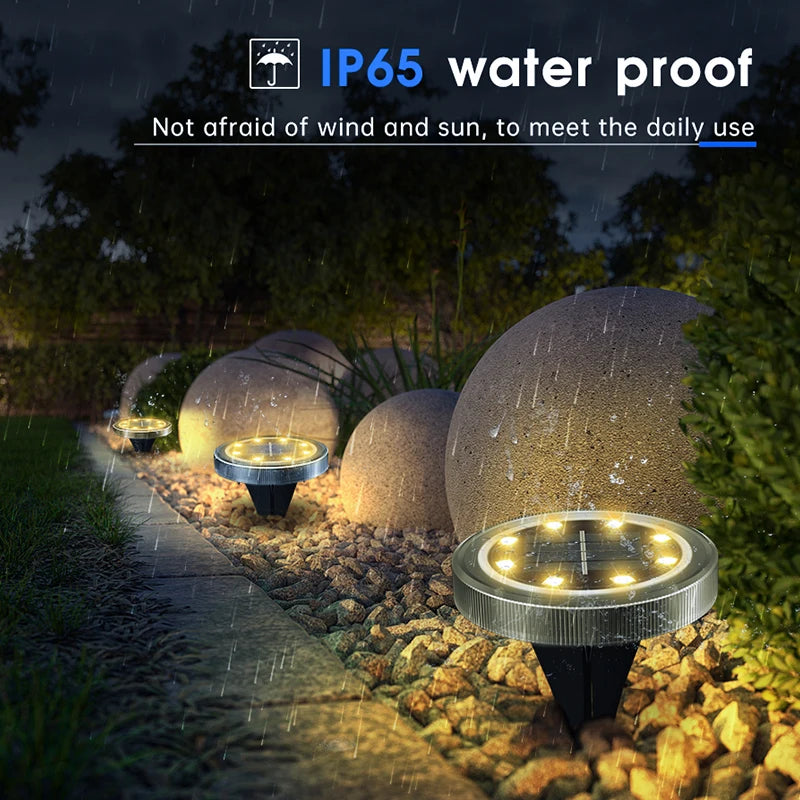 Solar Powered Ground Lights IP65 Waterproof Outdoor LED Disk Lights for Garden Non-Slip Landscape Path Lighting for Patio Lawn from PriceLows™