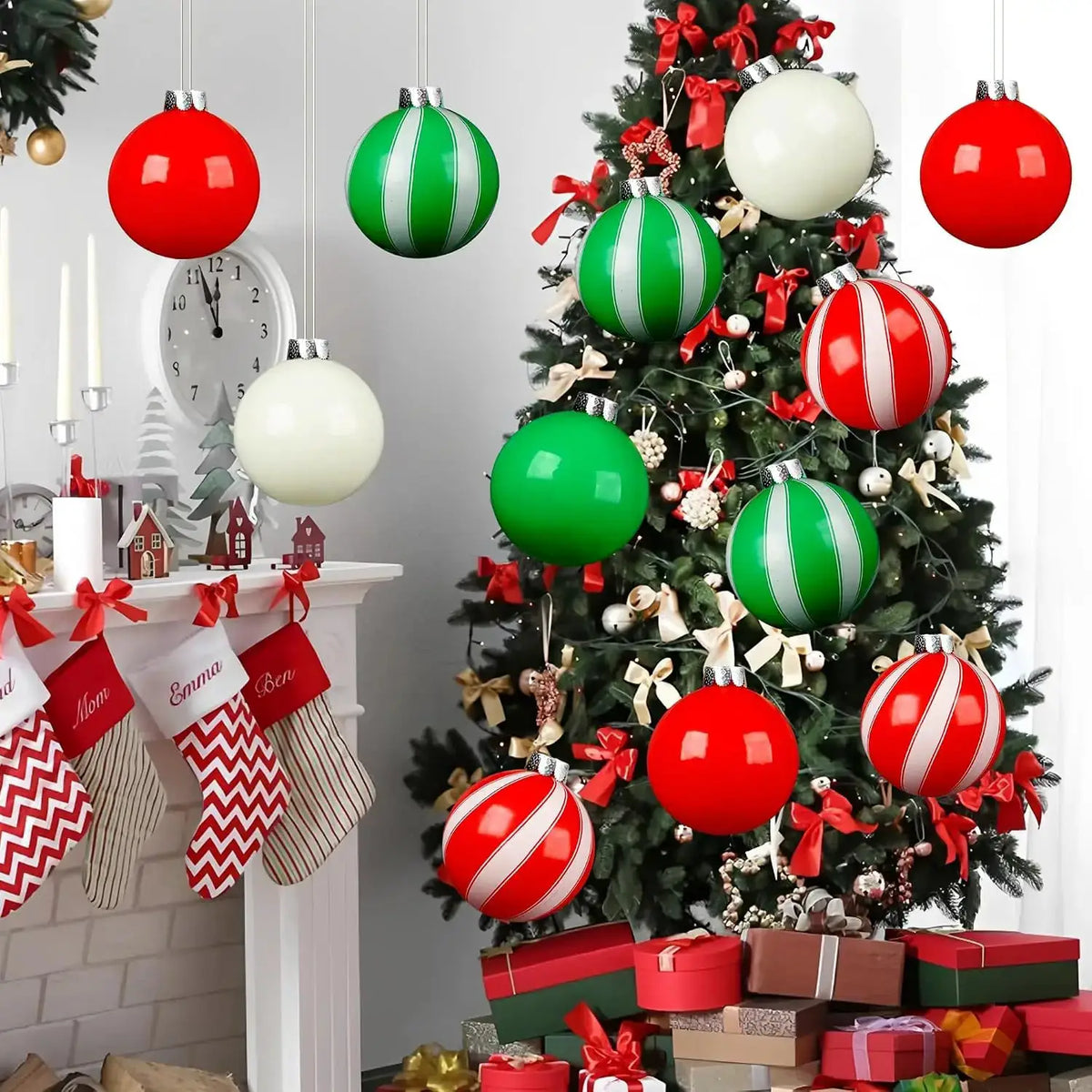 Christmas Inflatable Balls | 9 Inch | 15 Piece Set | Red Green
