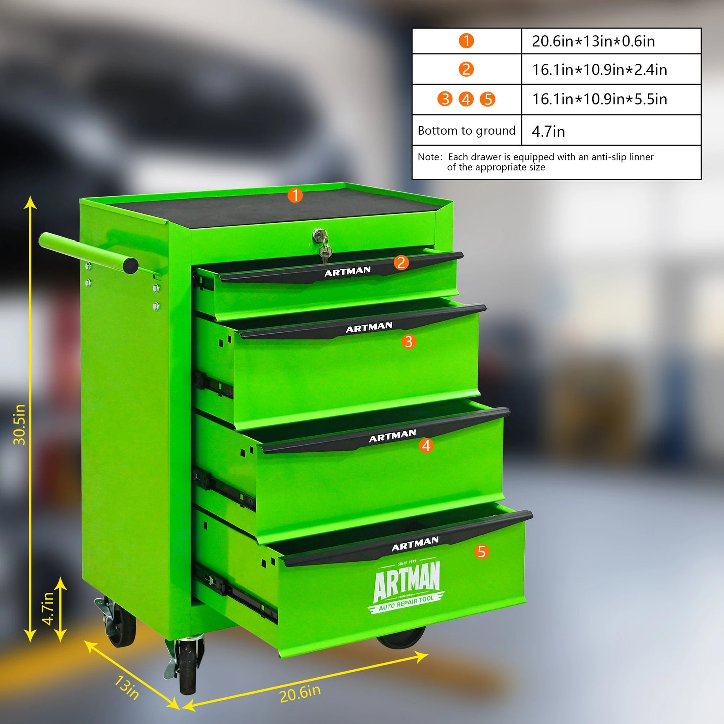 Rolling Metal Tool Chest with 7 Drawers, 20" 7-Drawer Tool Chest Cabinet with Ball Bearing Drawer Slides, Steel Tool Storage Box from PriceLows™