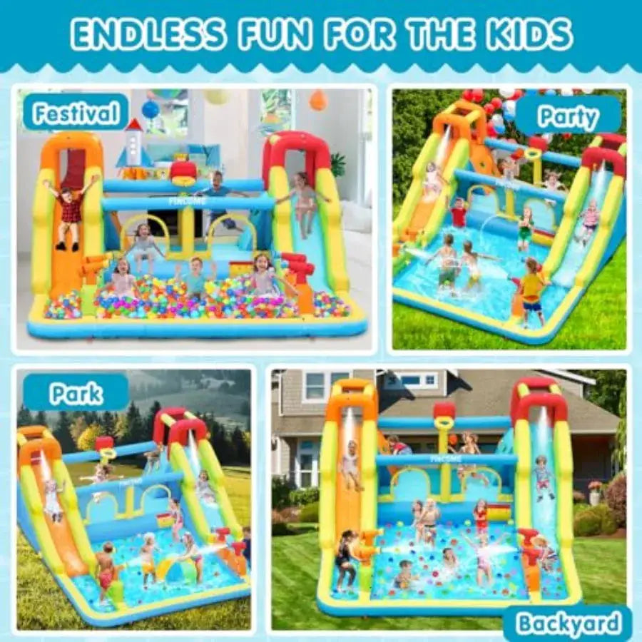 Inflatable Bounce House for Water Bounce House with Double Slides Indoor Outdoor Bounce House Water Slide with Air Blower for P from PriceLows™
