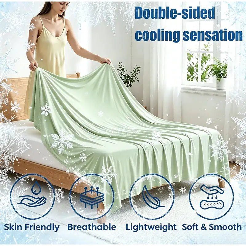 Cotton Bamboo Blanket | Ice Silk Cooling | Lightweight Breathable | Solid Summer Quilt