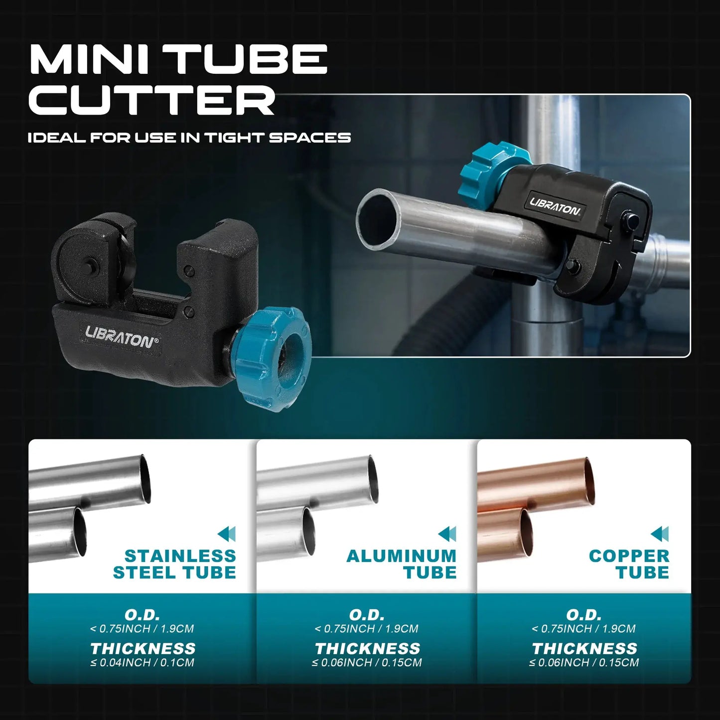 LIBRATON 5PCS Tube Cutting Set Heavy-Duty Copper Tube Cutters PEX Pipe Cutter Deburring Tool & Pipe Reamer for Copper, PEX, PVC from PriceLows™