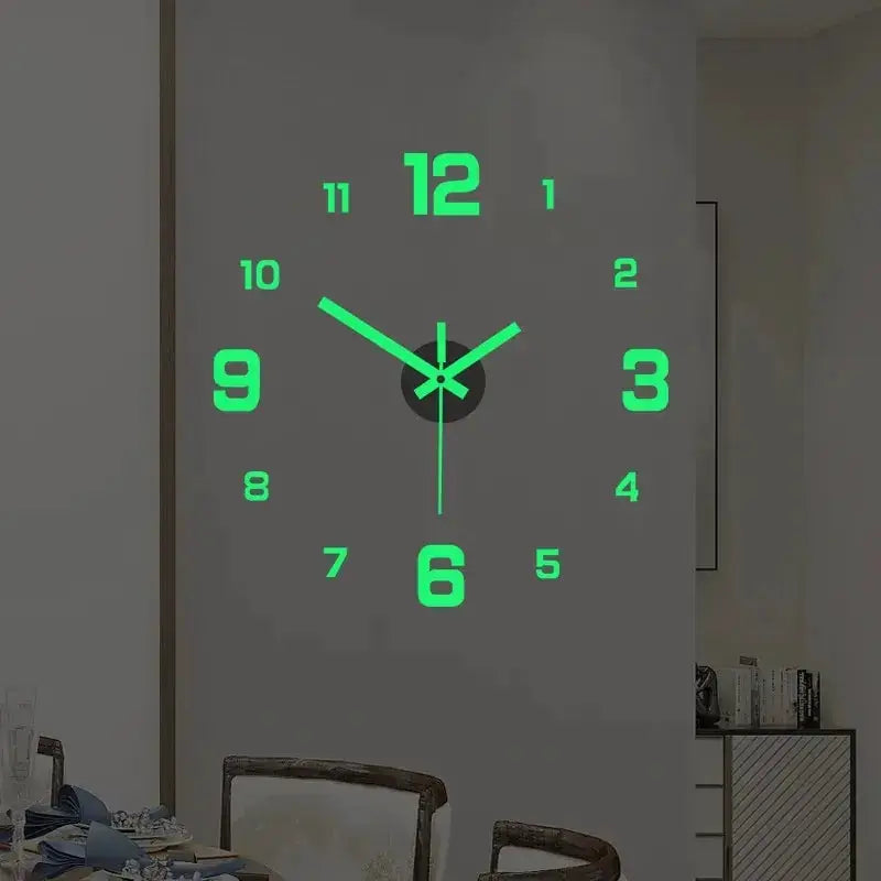 EW Creative Simple Luminous Digital Clock European Style DIY Silent Wall Clock Study Living Room Punch-Free Wall Sticker Clock from PriceLows™