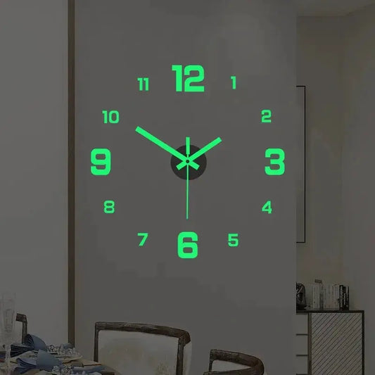 EW Creative Simple Luminous Digital Clock European Style DIY Silent Wall Clock Study Living Room Punch-Free Wall Sticker Clock from PriceLows™