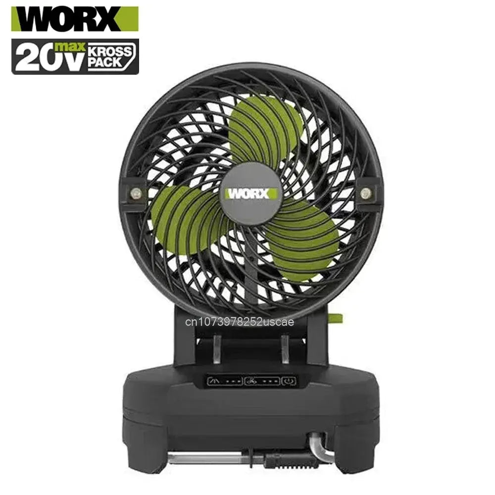 WORX 8inch Cordless Jobsite Fan 7M/s 2200rpm 100ml/min atomizer Rechargeable WU053 Universal 20v Green Battery Platform from PriceLows™