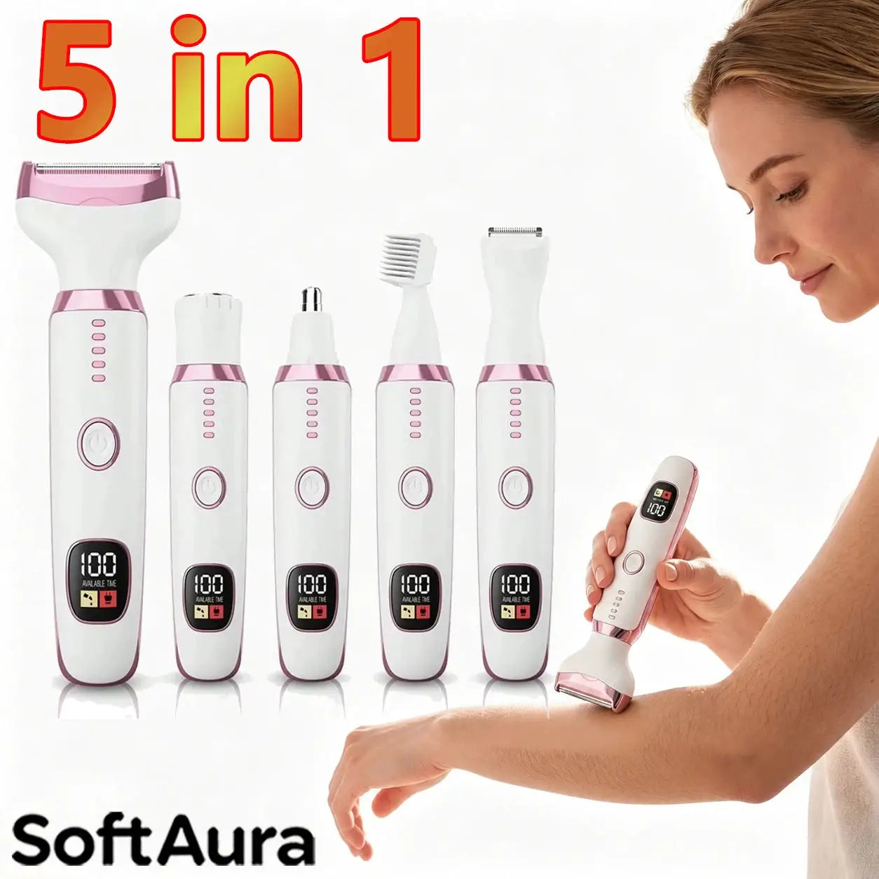 SoftAura Cordless Electric Shaver For Women Painless Body Hair Removal