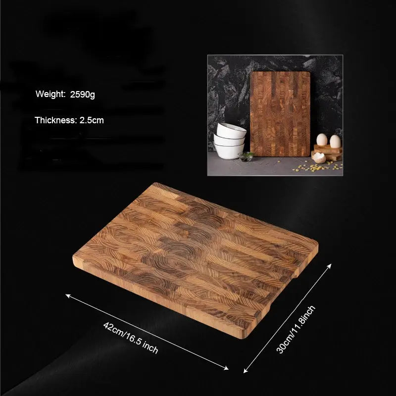 Teak Wood Cutting Board | End Grain | Hidden Handles | Large