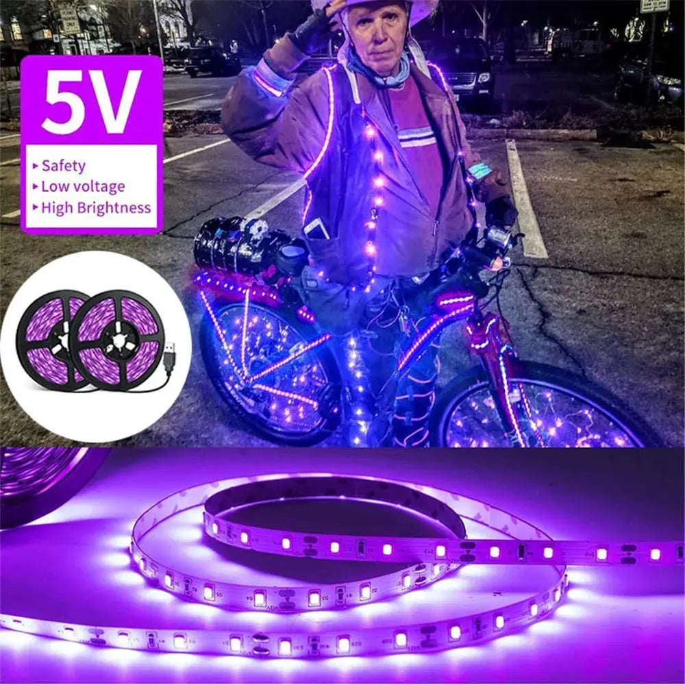 UV Led Strip light 5V UVA Light 395-405nm SMD2835 Ultraviolet Ray LED Diode Ribbon Purple Tape Lamp USB With Switch 60LEDs/m from PriceLows™