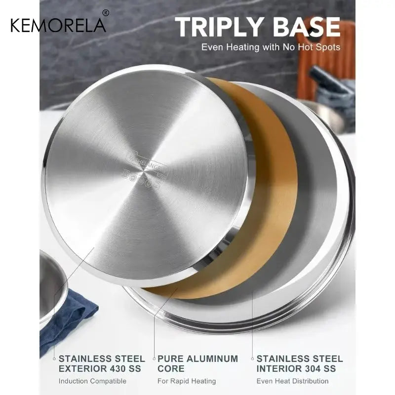 Stainless Steel Frying Pan Set | 316 Stainless | Removable Handle | Set