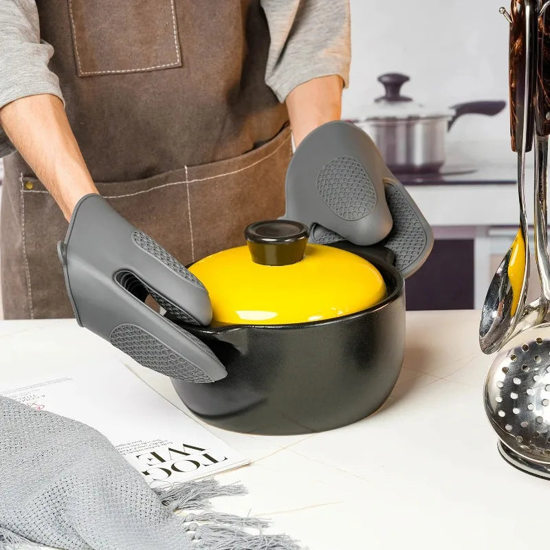 Honeycomb Silicone Oven Mitts | Heat Resistant Up To 450F | Non Slip