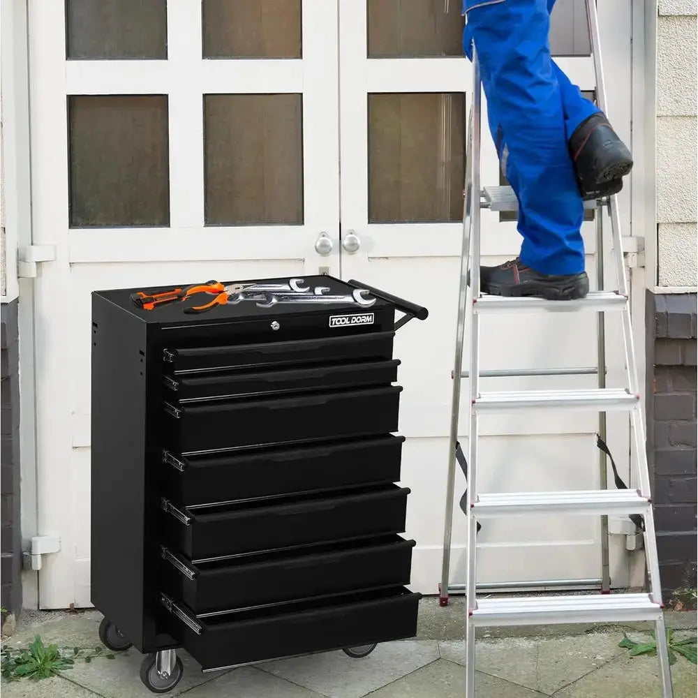 24.2 Rolling Tool Cabinet with 7 Drawers, Metal Chest on Wheels for Garage, Workshop, and Repair Shop from PriceLows™