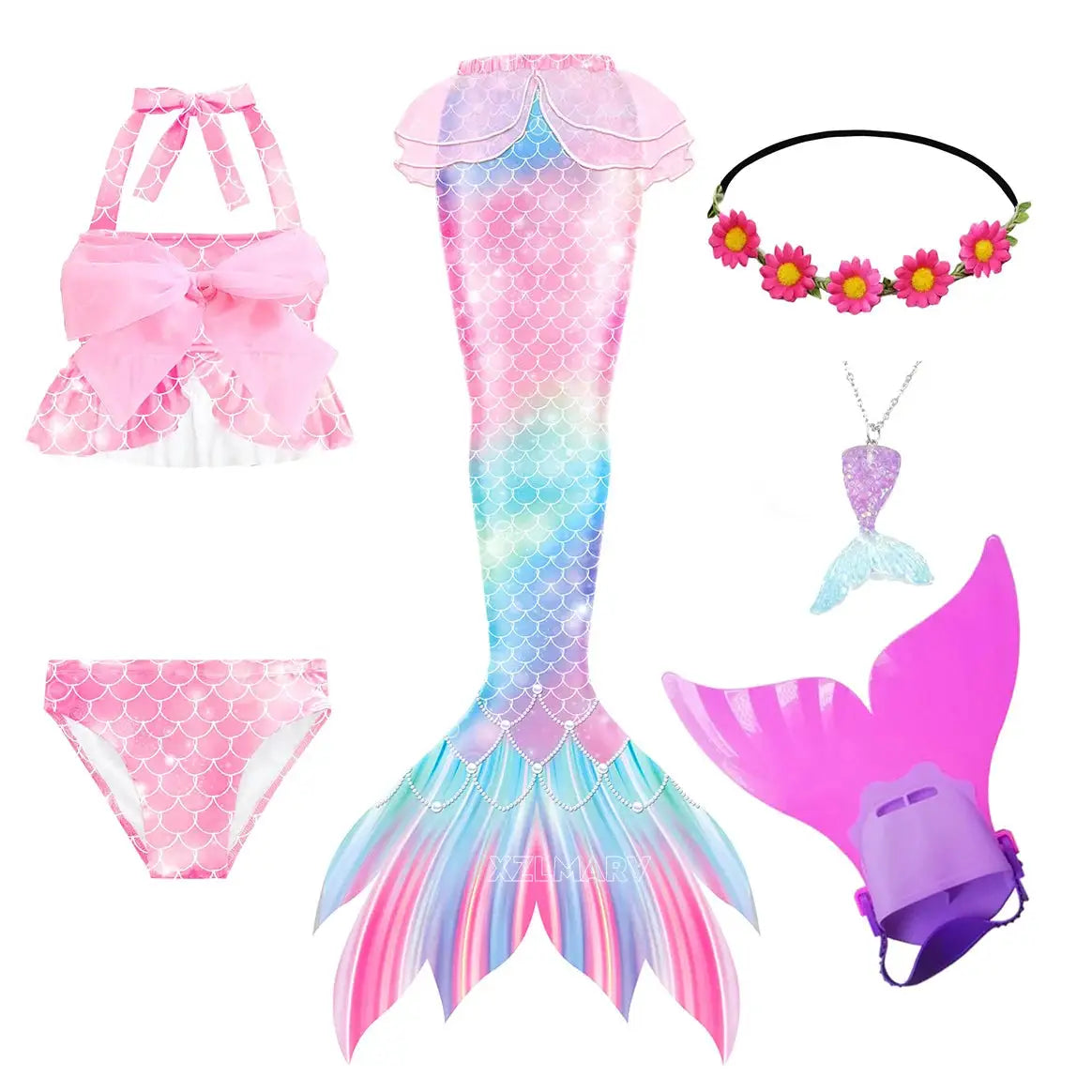 Mermaid Costume for Girl Mermaid Tail for Swimming Can Add Monofin Fin Girls Ariel Mermaid Costumes Cosplay Birthday Gift from PriceLows™