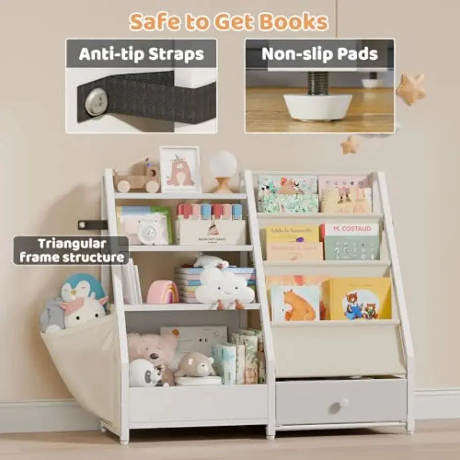 Bookshelf and Toy Storage - Book Shelf for Rooms Toddler Bookshelf Baby Bookcase for Nursery Montessori Toy Organizer from PriceLows™