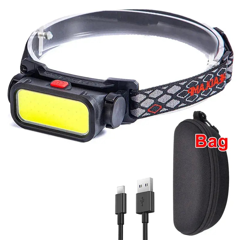Powerful COB LED Headlamp USB Rechargeable 4 Modes Lighting Head Flashlight With 18650 Built in Battery Camping Fishing Lantern from PriceLows™
