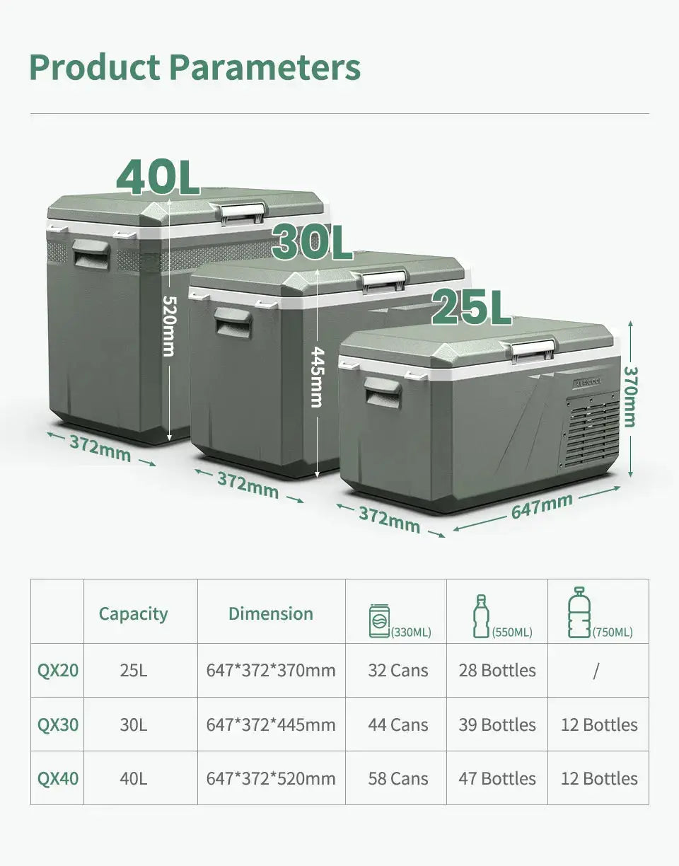 Alpicool QX 25L 30L 40L Car Refrigerator 12/24V DC 100-240V AC Fridge Freezer Dual Zone Portable Compressor Cooler for Camping from PriceLows™