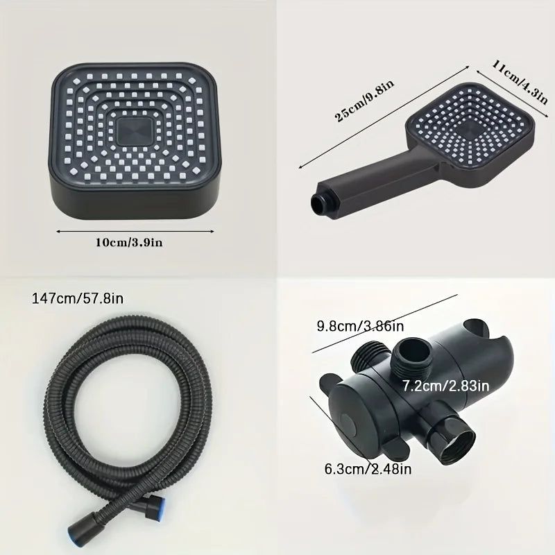 Shower Head Set | Two In One Handheld And Rain | Wall Mounted | With Long Hose