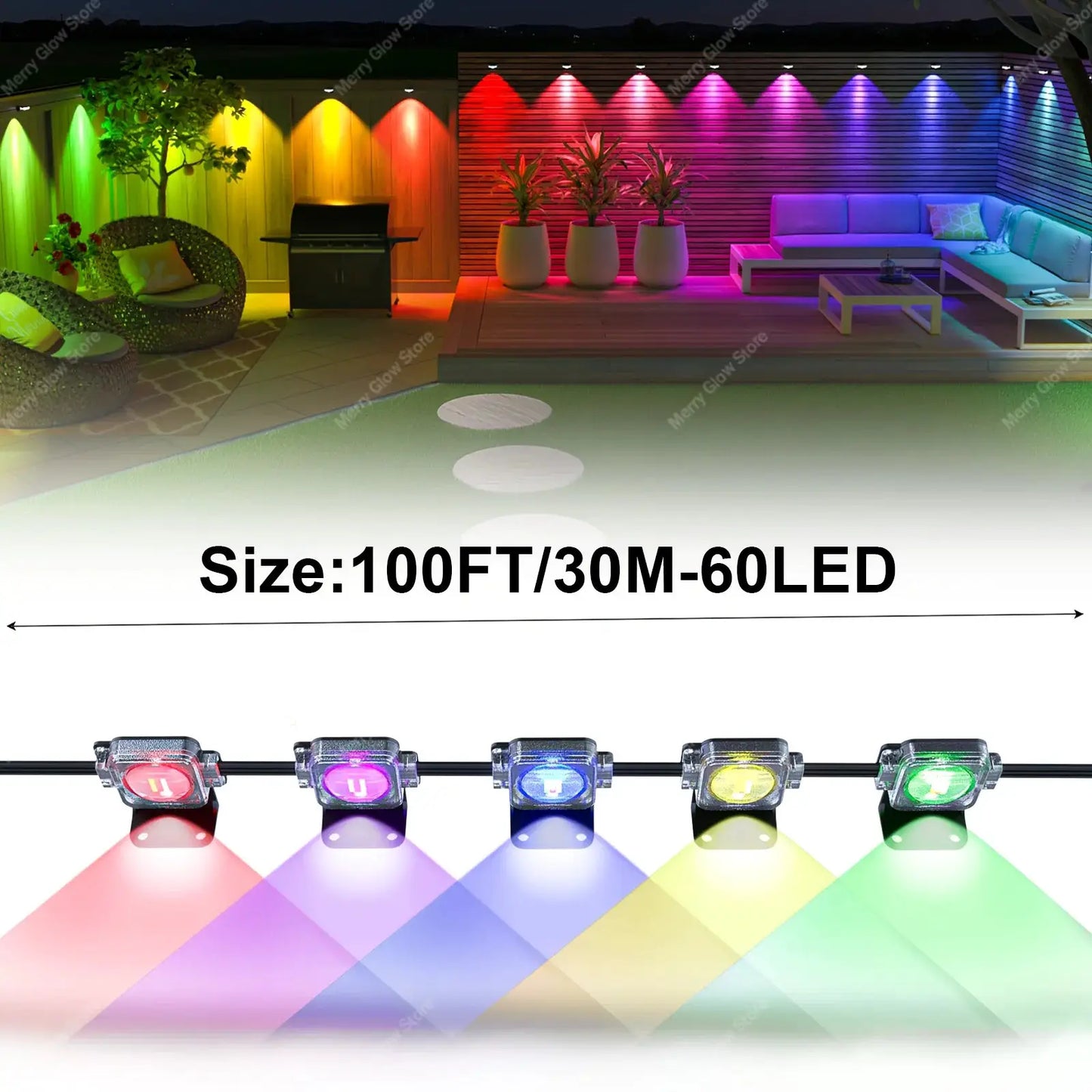 200ft 150ft 100ft Permanent Outdoor Lights Smart Eave Lights App Control Scene Modes IP67 Waterproof House Decor for Christmas from PriceLows™
