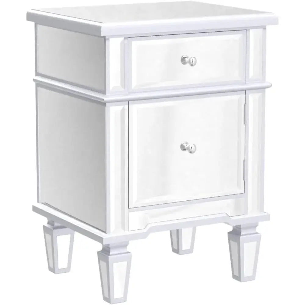 Nightstands Set of 2 Mirrored Side Tables Glass End Table with Drawer for Bedroom, Silver from PriceLows™