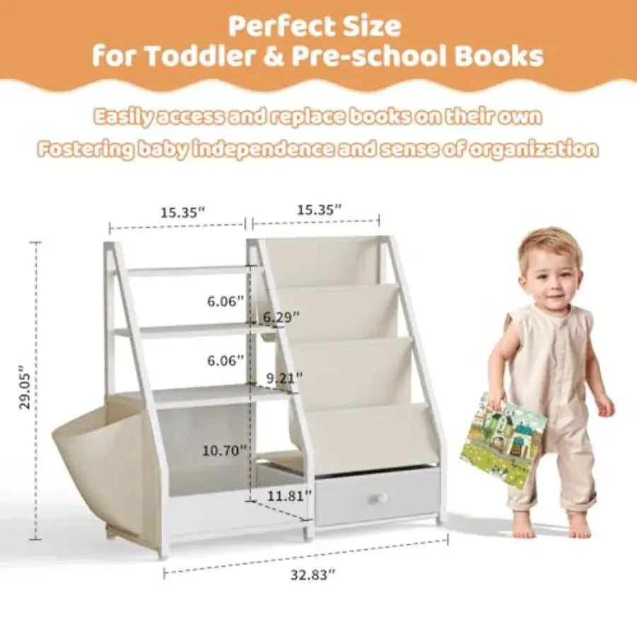 Bookshelf and Toy Storage - Book Shelf for Rooms Toddler Bookshelf Baby Bookcase for Nursery Montessori Toy Organizer from PriceLows™