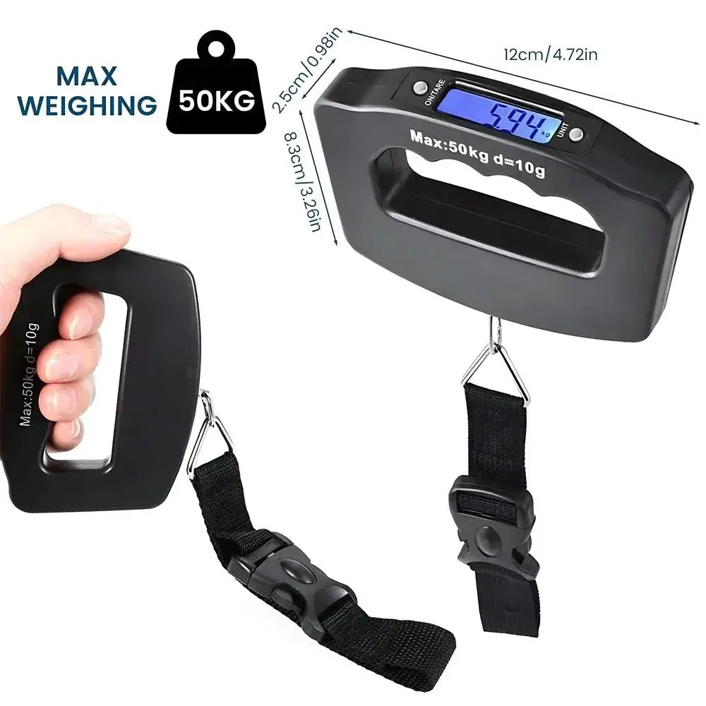 Digital Luggage Scale | 50Kg Capacity | Backlit Display | Portable Travel Hook