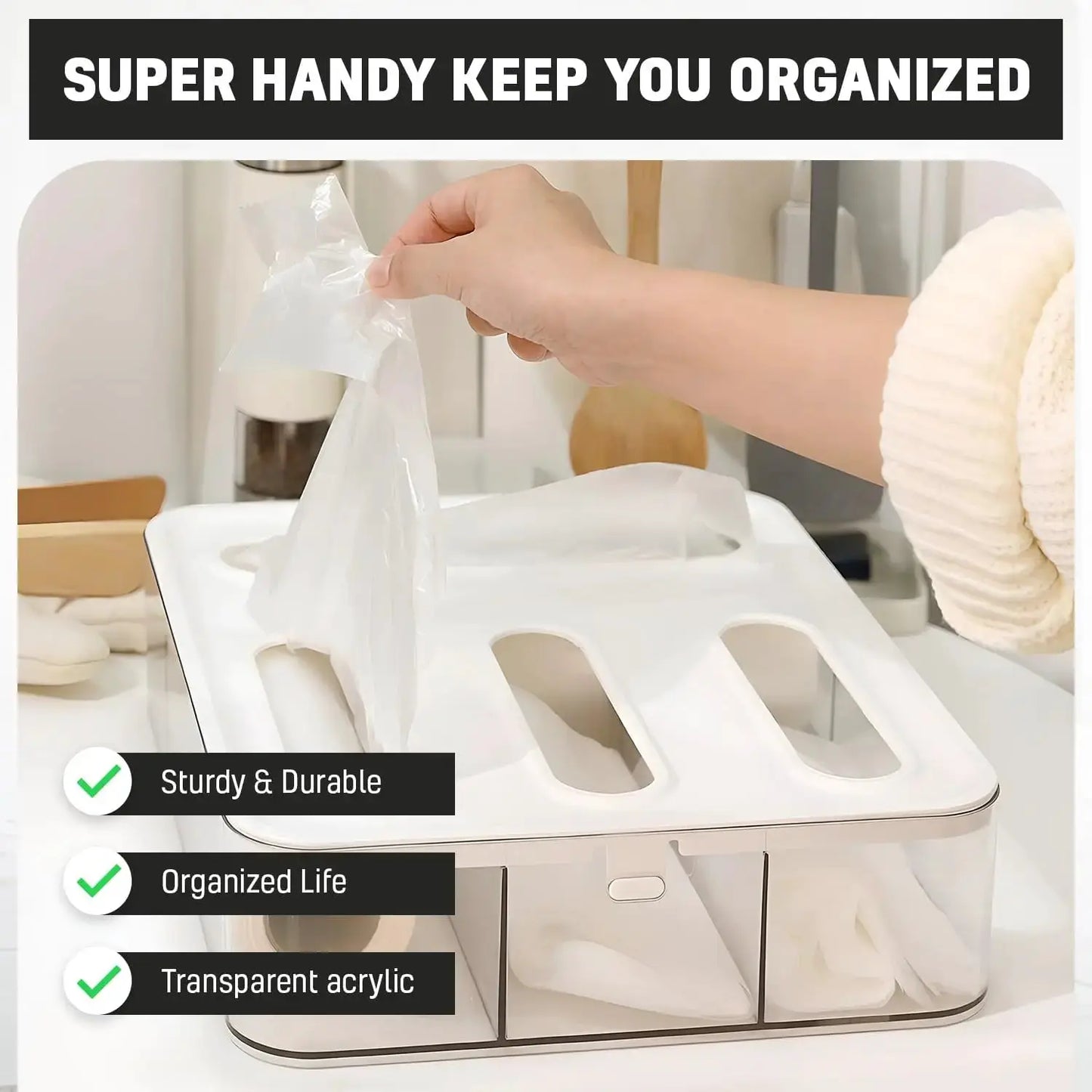 Ziplock Bag Organizer | 4 Compartment | Transparent Drawer | Plastic