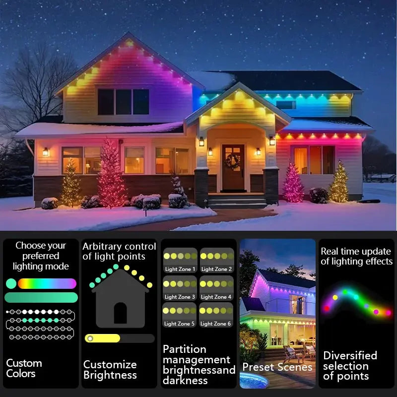150ft 100ft 50ft Permanent Outdoor Lights Smart RGBIC Outdoor Lights with 75 Scene Modes String Lights with 90 LEDs for Garden from PriceLows™