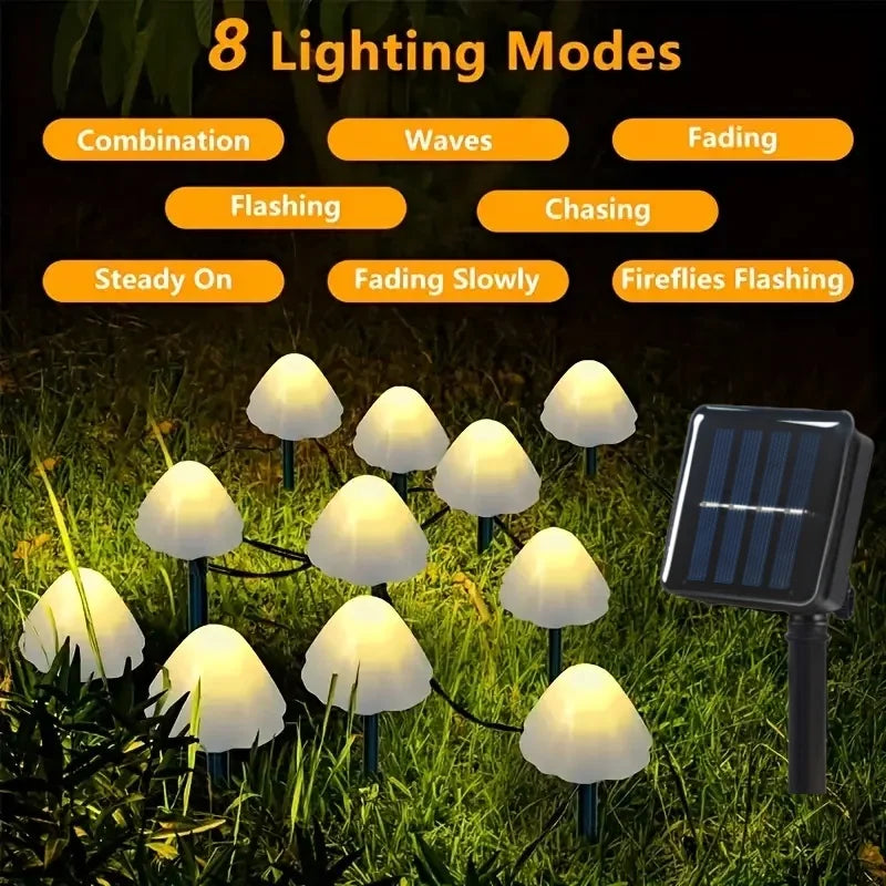 12pcs Mushroom Solar Lights Fairy Solar String Lights 8 Modes Outdoor Solar Pathway Lights Outdoor Decor for Christmas Lamp from PriceLows™