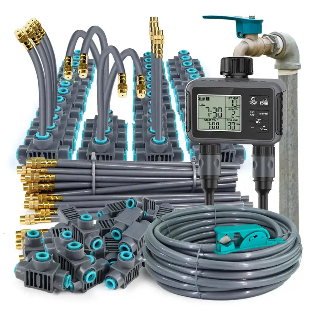 Dual Zone Independent Smart LCD Display Garden Watering Timer Atomization Spray Kit Mist Cooling System Irrigation Controller from PriceLows™