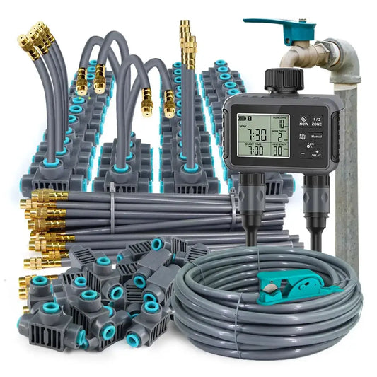 Dual Zone Independent Smart LCD Display Garden Watering Timer Atomization Spray Kit Mist Cooling System Irrigation Controller from PriceLows™