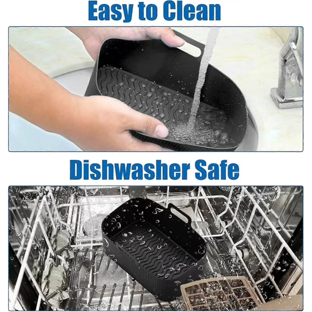 Silicone Air Fryer Liners | 7.67 x 4.92 in Square | Reusable Mats | Ninja DZ201