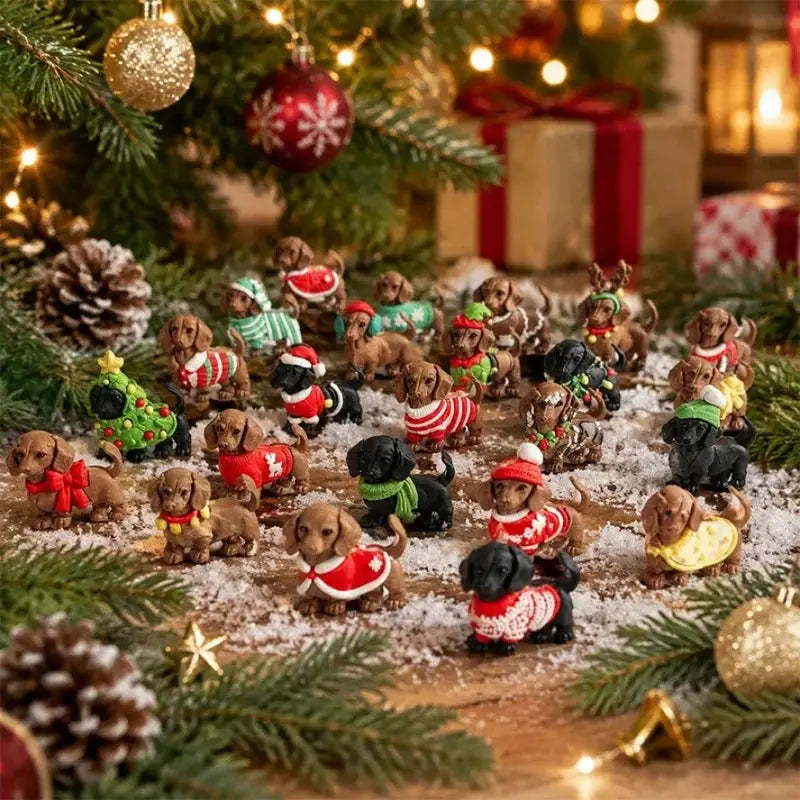 Christmas Advent Calendar | 3D Dachshund Design | 24 Door Openings | Plastic