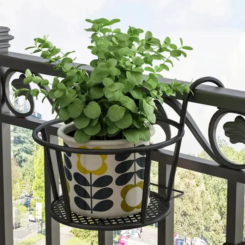 1PC Iron Art Hanging Baskets Flower Pot Balcony Hanging Plant Round Racks Railing Fence Outdoor Window Bonsai Stand Decoration from PriceLows™