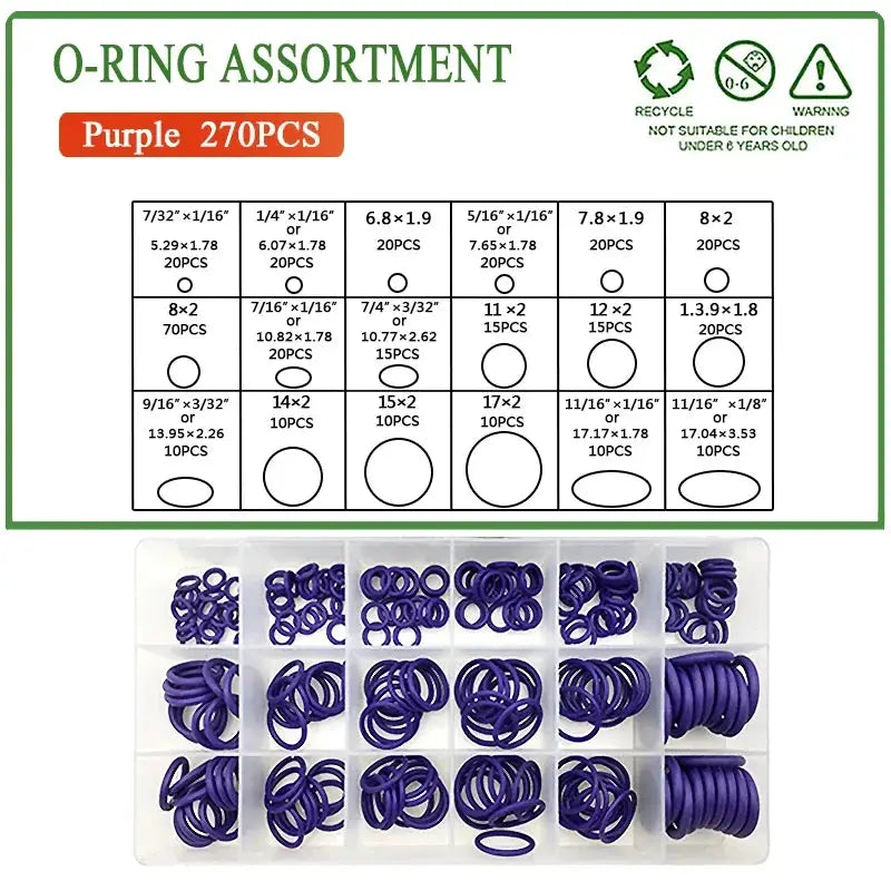O Rings VMQ NBR 1.5/1.8/1.9/2.4/3.1mm Sealing Gaskets O-Ring Silicone Washer Rubber Oring Set Assortment Kit Set Box Ring from PriceLows™