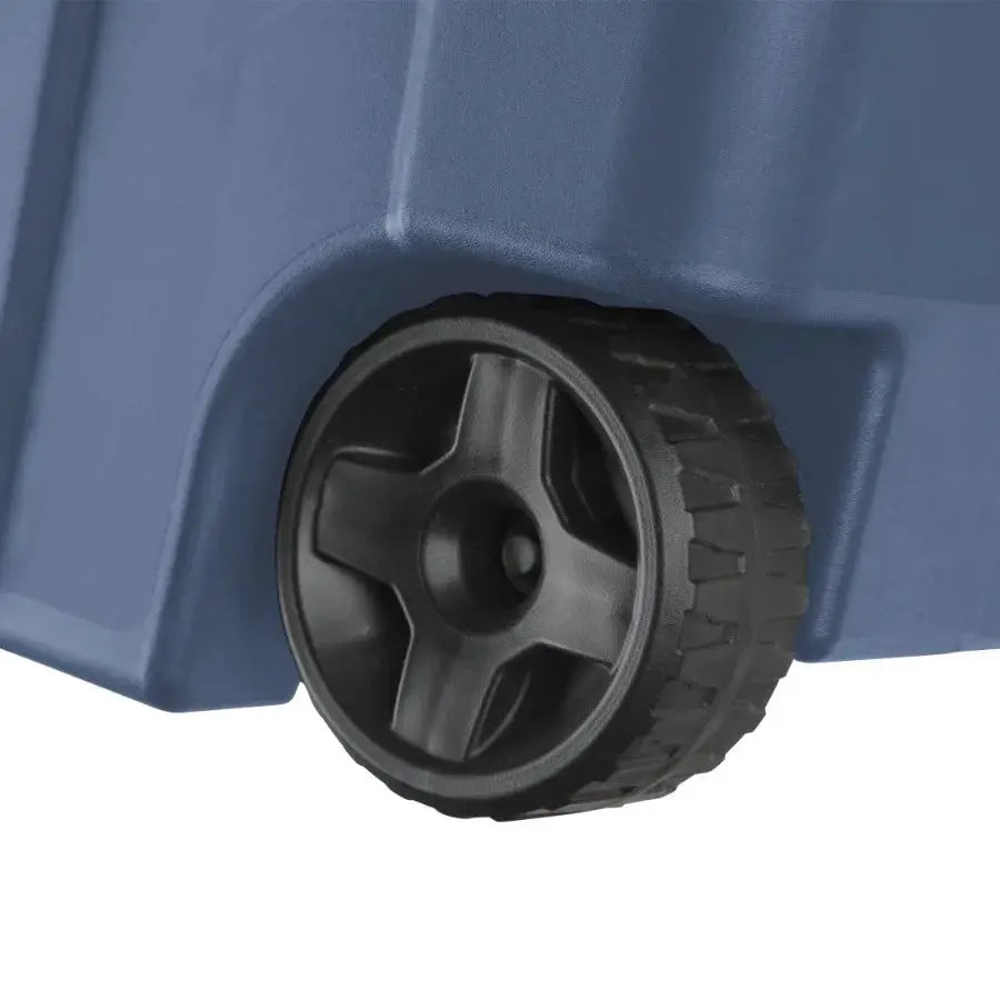 Industrial storage bin for warehouse use, durable plastic, blue, 40-gallon capacity with latching lid and pull handle, extra-la from PriceLows™